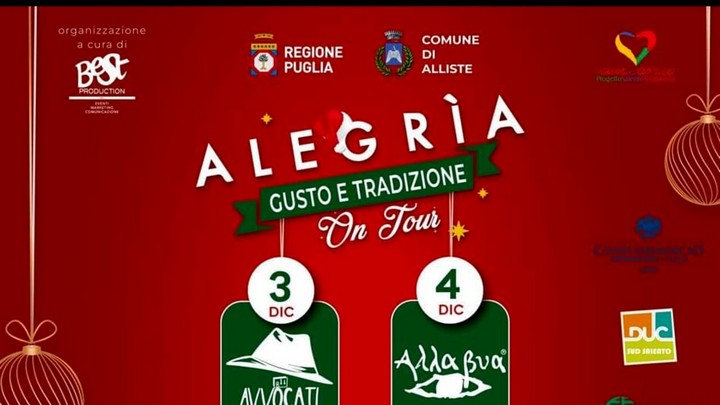 “Alegrìa”, tra gusto e tradizione 3 e 4 dicembre 2022