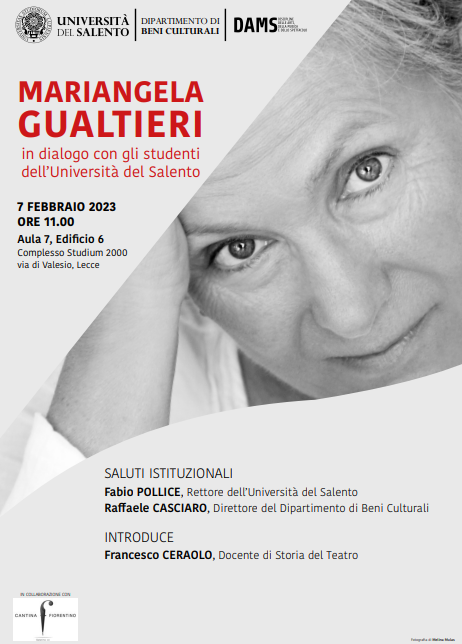 Mariangela Gualtieri in Salento: gli incontri del 6 e 7 febbraio 2023