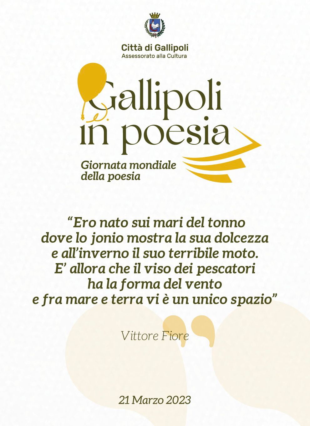 Giornata Mondiale della Poesia: omaggio a VIttore Fiore, poeta gallipolino