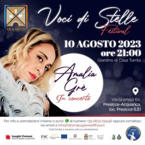 Presicce-Acquarica, Amalia Gré ospite del festival “Voci di Stelle”