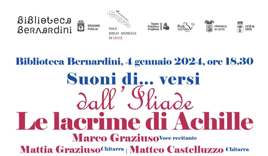 Alla biblioteca Bernardini di Lecce va in scena “Le lacrime di Achille”