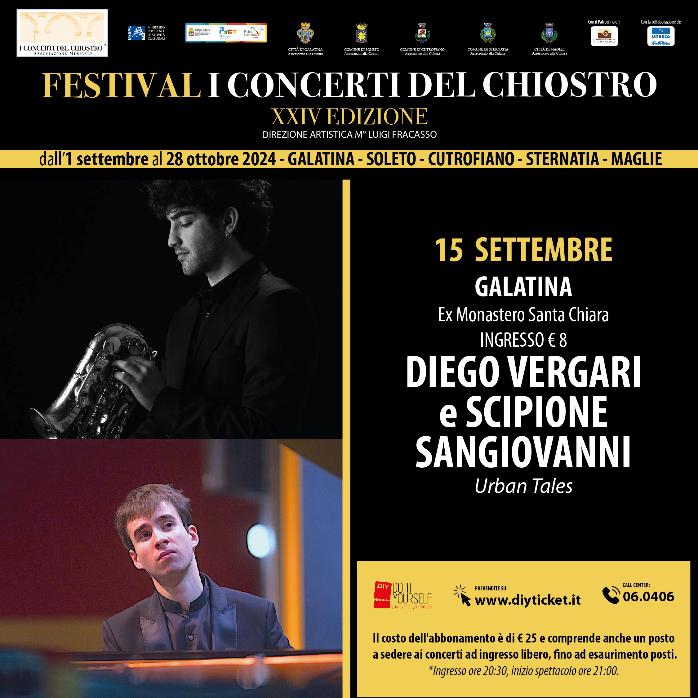 Festival i Concerti del Chiostro: a Galatina stasera il duo Vergari – Sangiovanni per un viaggio tra le città