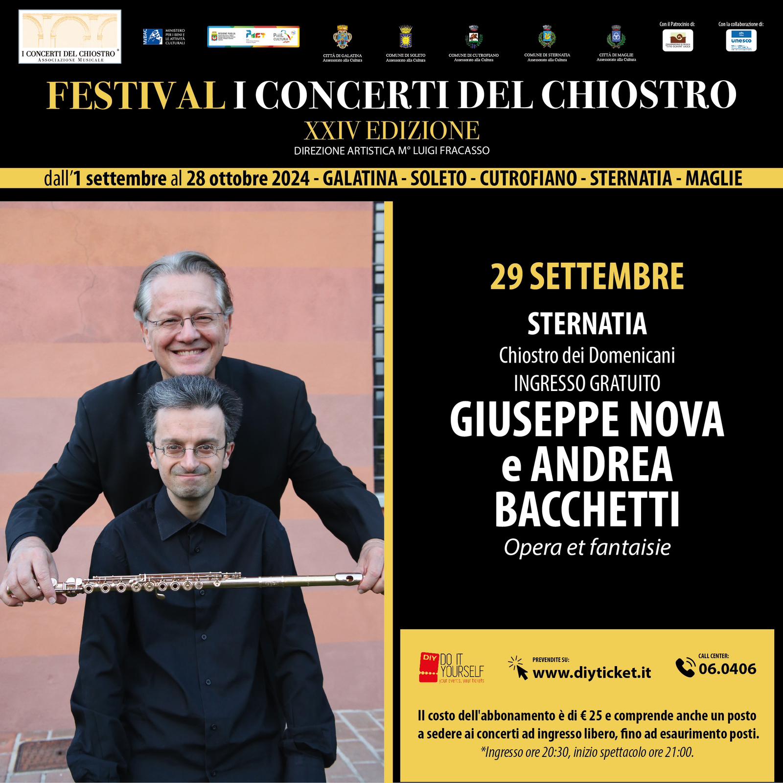 Giuseppe Nova e Andrea Bacchetti con “Opera et fantaisie” nel Chiostro dei Domenicani a Sternatia